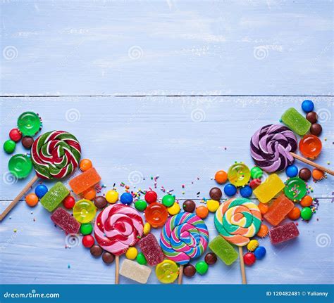 Assortment Of Colorful Candies And Lollipops Stock Image Image Of