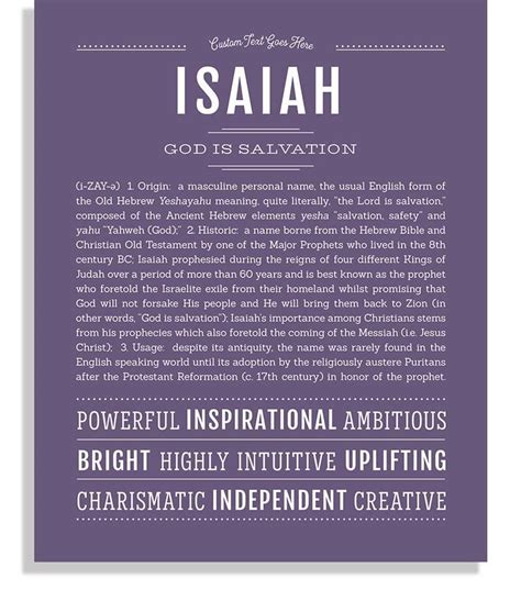 Isaiah Name Art Print Descriptive Words Name Art Personalized Art