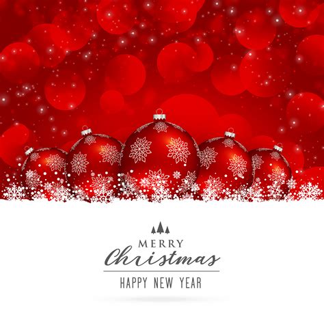 Stylish Red Merry Christmas Greeting With Balls And Snow Download