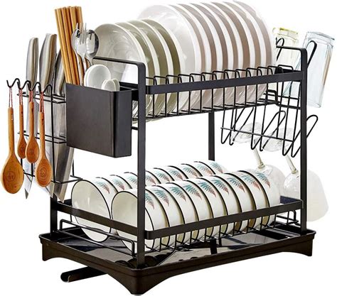 Buy Ambuker Dish Drying Rack Two Tier Rvs Dish Rack Met Utensil Holders