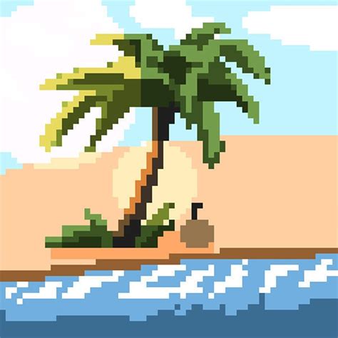 Beautiful Beach Retro Pixel Art Digital Downloadable Art Print Etsy Uk