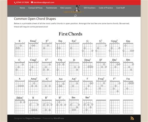 Common Open Chord Shapes Bristol Guitar Lessons Pdf