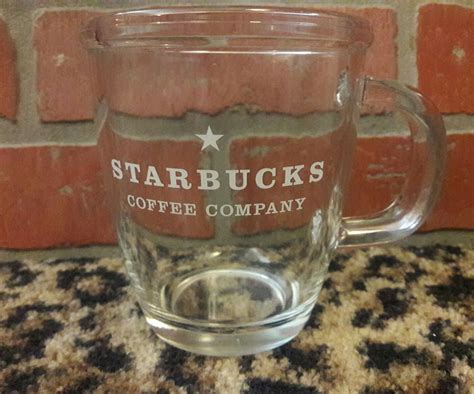 Vintage Starbucks Coffee Company 16 Oz Crystal Clear Glass Mug Tea