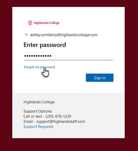 Reset Your Microsoft 365 Password Highlands College Support