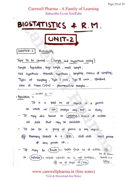 Chapter Unit Biostatistics And Research Methodology B Pharmacy