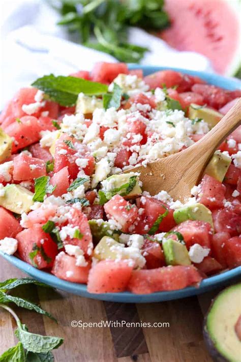 Easy Watermelon Salad With Feta And Mint Spend With Pennies