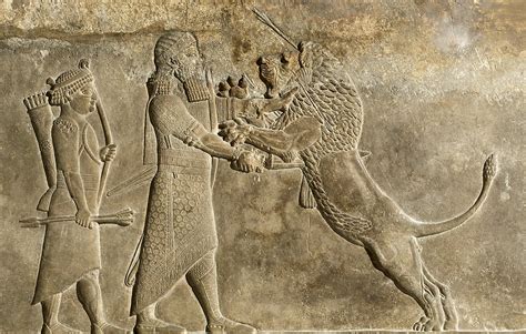 Relief Depicting Ashurbanipal Hunting A Lion Bc The