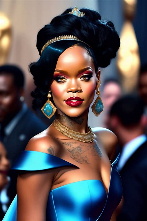 Lexica Rihanna As Tiana From Disney Princess And The Frog Wearing Blue Dress Beautiful Tiara