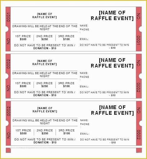 Numbered Event Ticket Template Free Of Free Raffle Ticket Templates