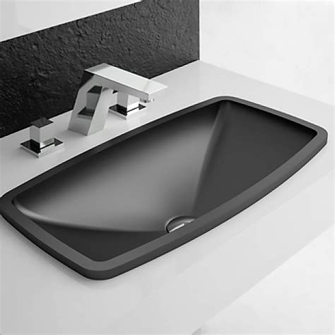 As porcelain and ceramic sinks get stronger and more durable, sinks are being designed with thinner edges, and as a result they are perfect for small spaces and also look more modern and contemporary. Modern Rectangular Drop-in Bathroom Sink | Black