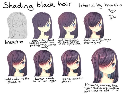 How To Draw Highlights In Anime Hair Semi Realism Hair Tutorial By