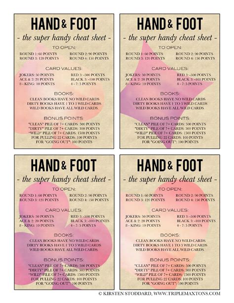 Hand And Foot Rules Printable