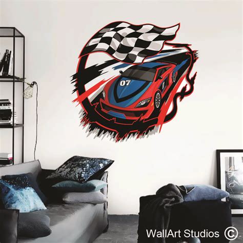 Speeding Racing Car Boys Wall Art Sticker Wall Art Studios