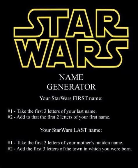 Find Your Star Wars Name Star Wars Pinterest