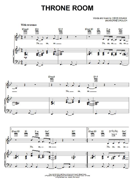Cece Winans Throne Room Sheet Music Notes Download Printable Pdf