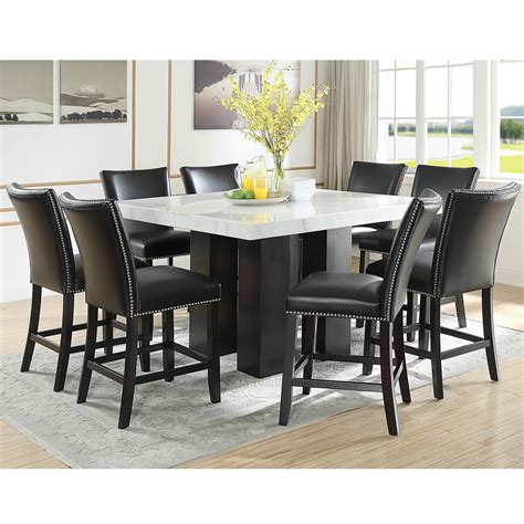 Steve Silver Camila 9 Piece Counter Height Dining Set With Marble Top