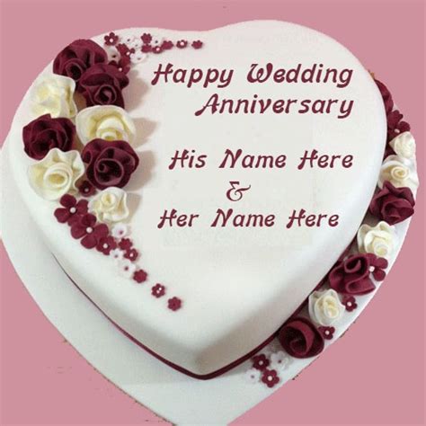Create wedding anniversary cakes with name and photo of your's and share with life partner or update status. Happy Wedding Anniversary Cake Images With Name
