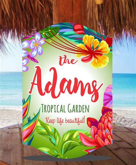 Personalized Tropical Garden Sign Outdoor Signs Fun Sign Factory