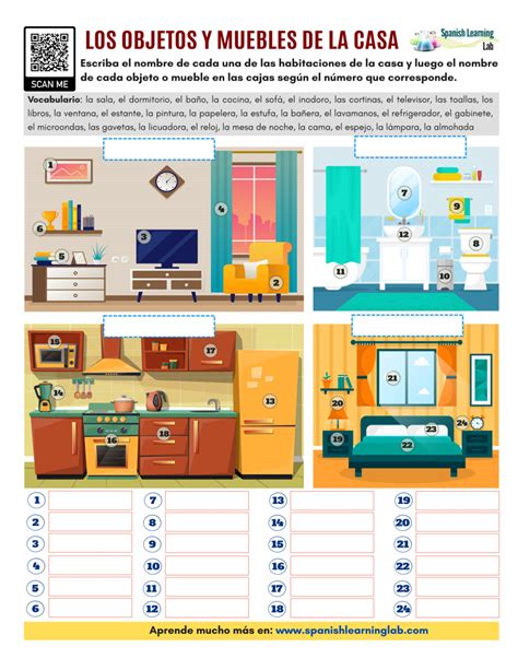 House Objects And Furniture In Spanish Pdf Worksheet Spanish