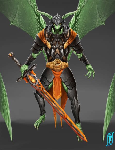 Artstation Character 48 Commission Emerald Dragonborn
