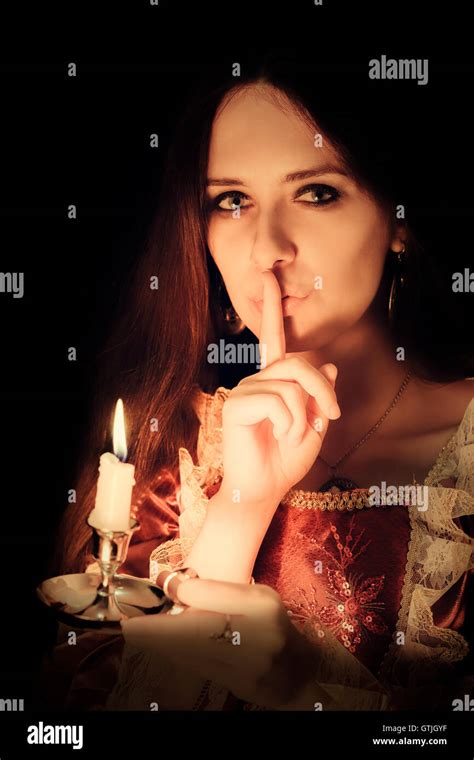 Girl With Candle Stock Photo Alamy