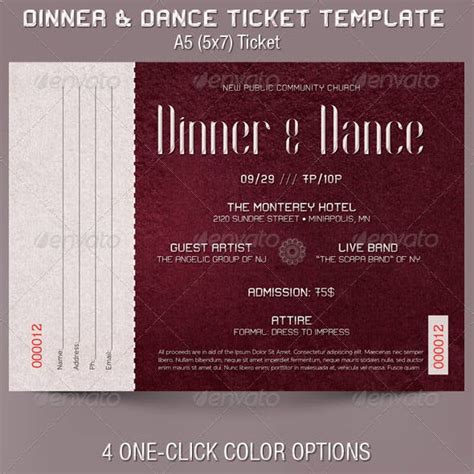 Dance Party Ticket Designs