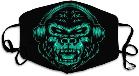 Amazon Com Nynelsong Unisex Covers Washable Reusable Mouth Shield Gorilla Headphone Green
