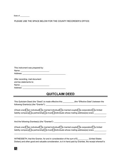 Free Quitclaim Deed Form Printable Pdf Word