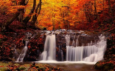Waterfall River Trees Landscape Hdr Wallpaper Coolwallpapersme