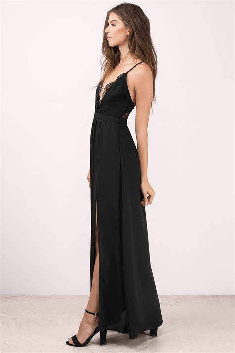 Dresses Tobi Black Opposites Attract Lace Maxi Dress Womens Trendy