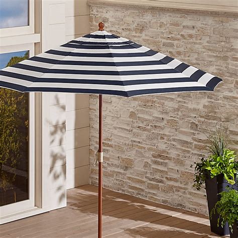 9 Round Sunbrella Cabana Stripe Navy Patio Umbrella