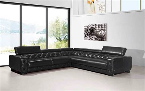 Luxury sofa upholstered with genuine leather and jacquard fabric. Large Contemporary Black Tufted Genuine Leather Sectional ...