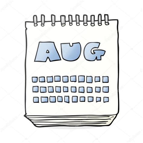 Calendario De Dibujos Animados Que Muestra Mes De Agosto — Vector De