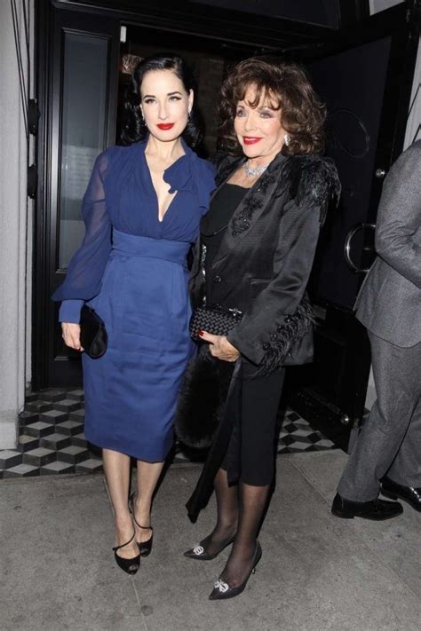 Dita Von Teese And Joan Collins At Craigs Restaurant In West Hollywood