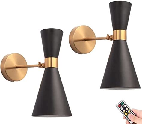 Anuomy Indoor Black Wall Sconce Set Of Two Battery Operated