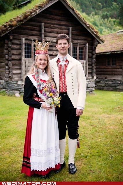 Norvège Norwegian Wedding Traditional Outfits Folk Dresses
