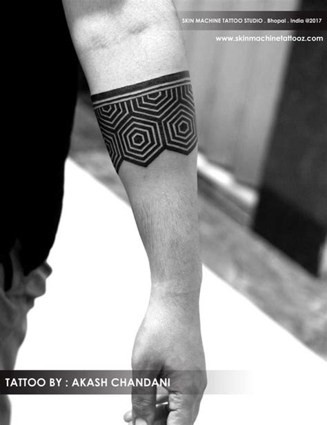 Pretty Detailed Hexagon Armband Tattoo By Akash Chandani Did This