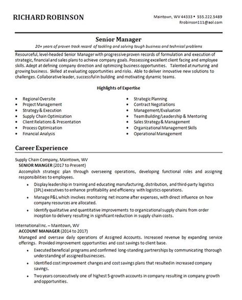 Senior Business Manager Resume Example Resume Examples Manager