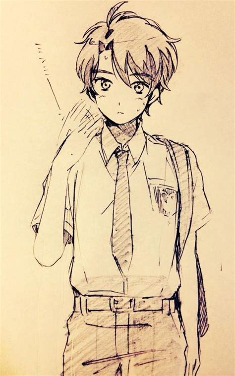 Anime Boy Sketch Anime Drawings Sketches Manga Drawing Cool Drawings