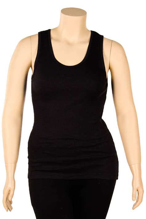 Womens Plus Size Tank Top 100 Cotton Ribbed Long Workout Scoop Basic