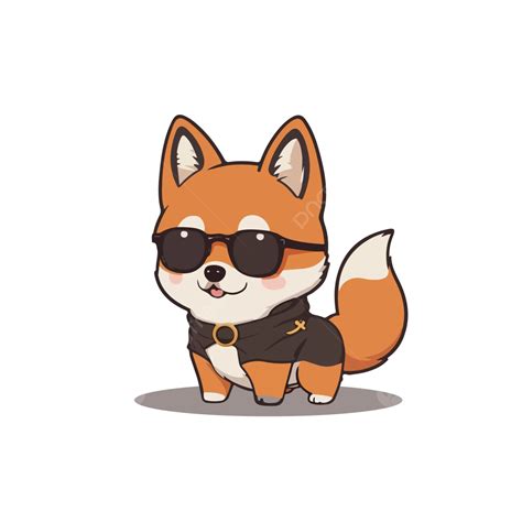 2d Shiba Inu Memakai Kacamata Hitam Vektor Shiba Maskot Satwa Png