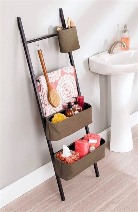 Decorative Bathroom Ladder Shelf With Baskets Bathroom Storage Ladder