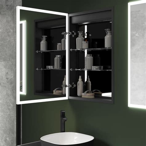 Single Door Sensio Eclipse Recessed Mirrored Bathroom Cabinet With Lights And Shaver Socket 700 X