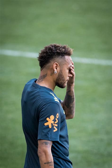 Neymar De Silva Jr Of The Brazil National Soccer Team Wipes His Neymar Jr Hairstyle