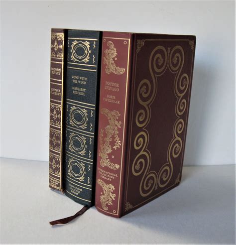 3 Vintage Romantic Faux Leather Bound Books Gone With The Wind Dr Zhivago Madame Bovary
