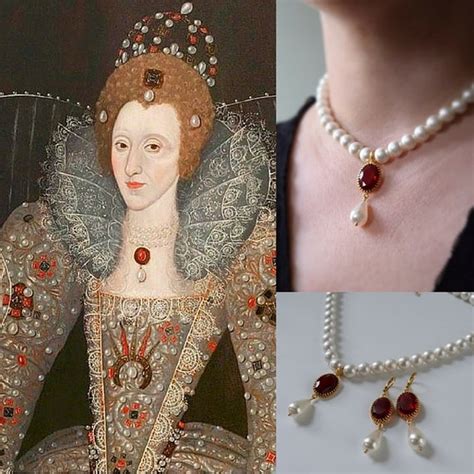 Tudor Pearl Necklace Tudor Ruby Necklace Elizabethan