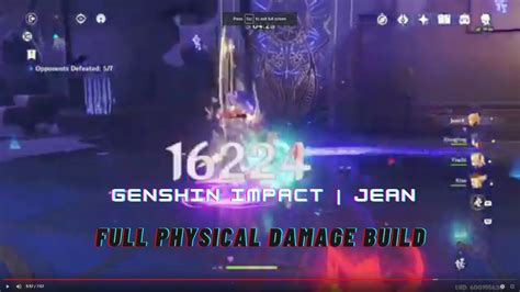Jean Physical Damage Build World 5 Genshin Impact Youtube