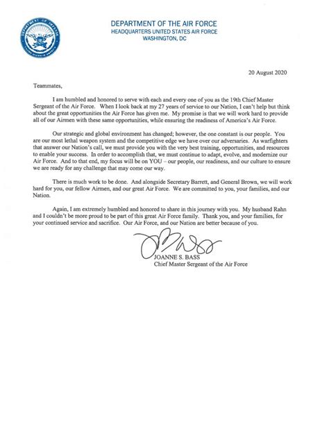 Air Force Letter Of Appreciation Example