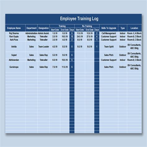 Training Schedule Template Excel Free