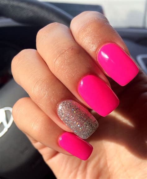 Glitter Long Hot Pink Nails Take Your Hot Pink Nails To The Next Level With This An Awesome